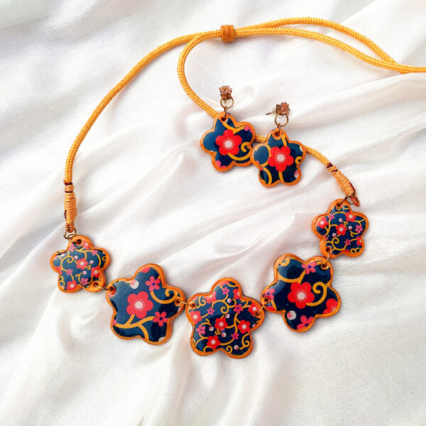 Handcrafted Floral Necklace Set | Handmade Polymer Clay Necklace & Earrings by trendyhac