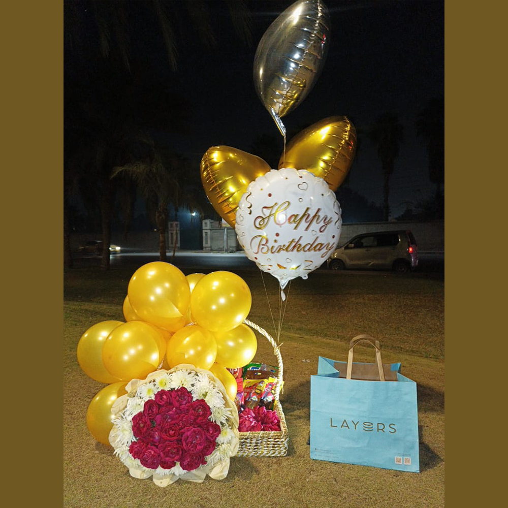 Luxury Gift Basket with Balloons, Flower by trendyhac