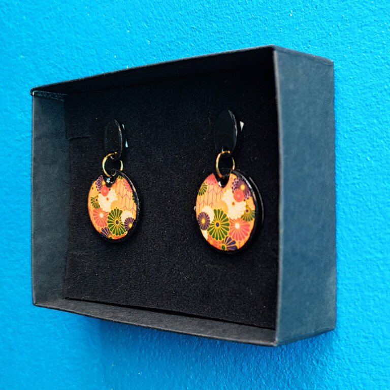 Black Floral Earrings | Resin and Clay Jewellery | Trendyhac