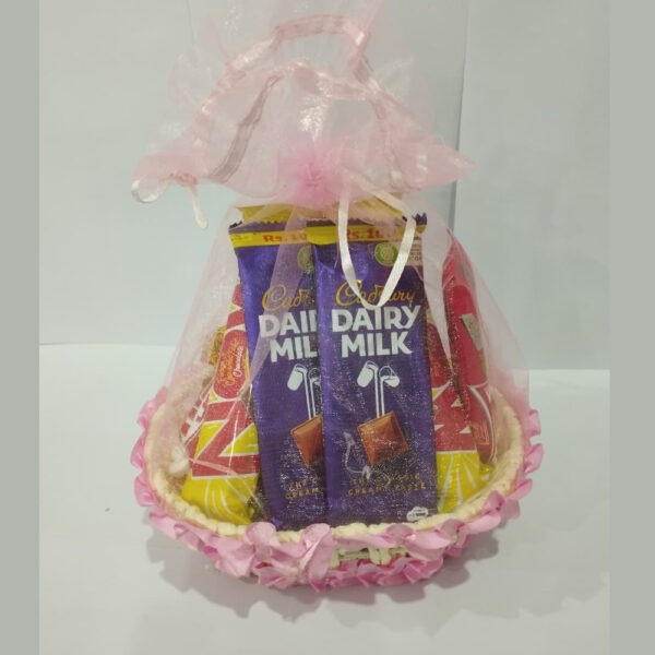pink chocolate gift basket
