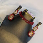 Red Floral Choker Earrings | Handmade Beaded Jewelry | Resin and Clay Jewellery by trendyhac