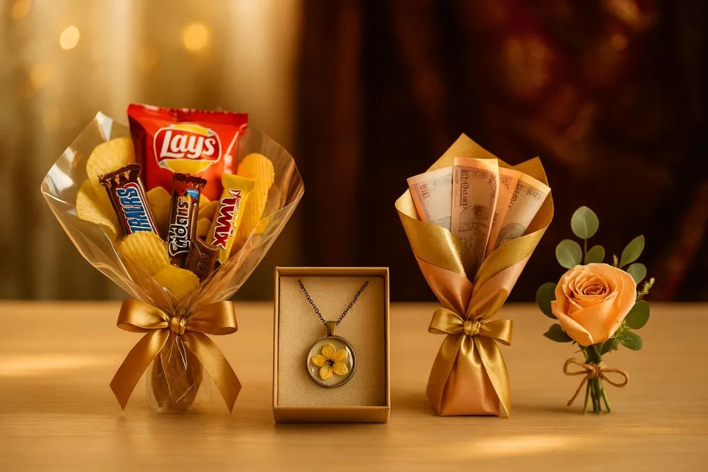 Budget-friendly Eid al-Adha gift basket with chocolates, attar bottle and handwritten Eid card under 1000 PKR, Pakistan - Trendyhac