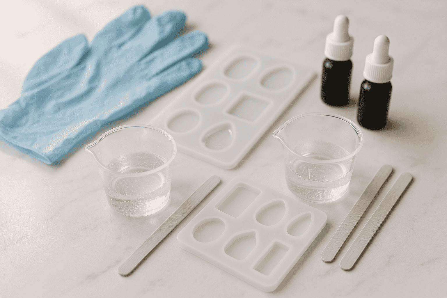 epoxy resin tools and supplies setup workspace