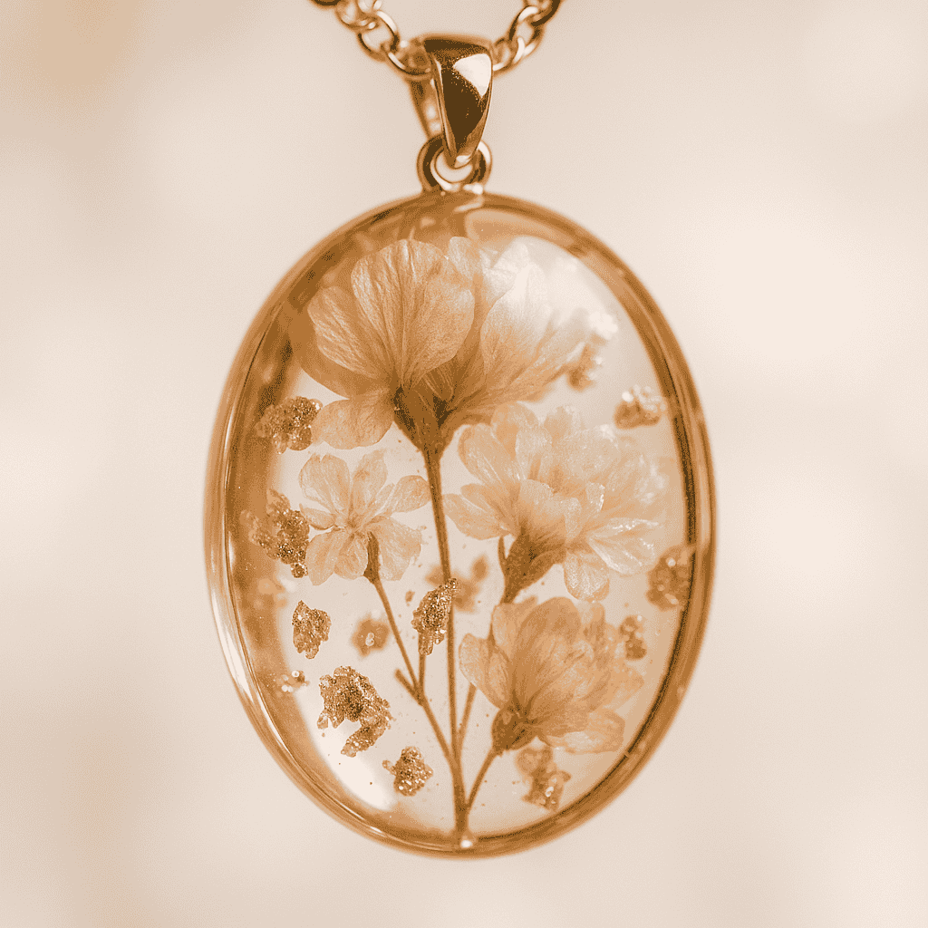glossy finished resin art pendant close up result