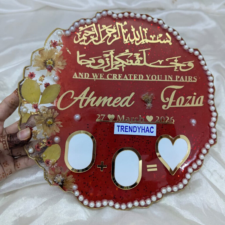 Resin Nikah Thumb Board | Resin Wedding Plaque | Couple Wedding Gift | Handmade Resin Plaque - Trendyhac