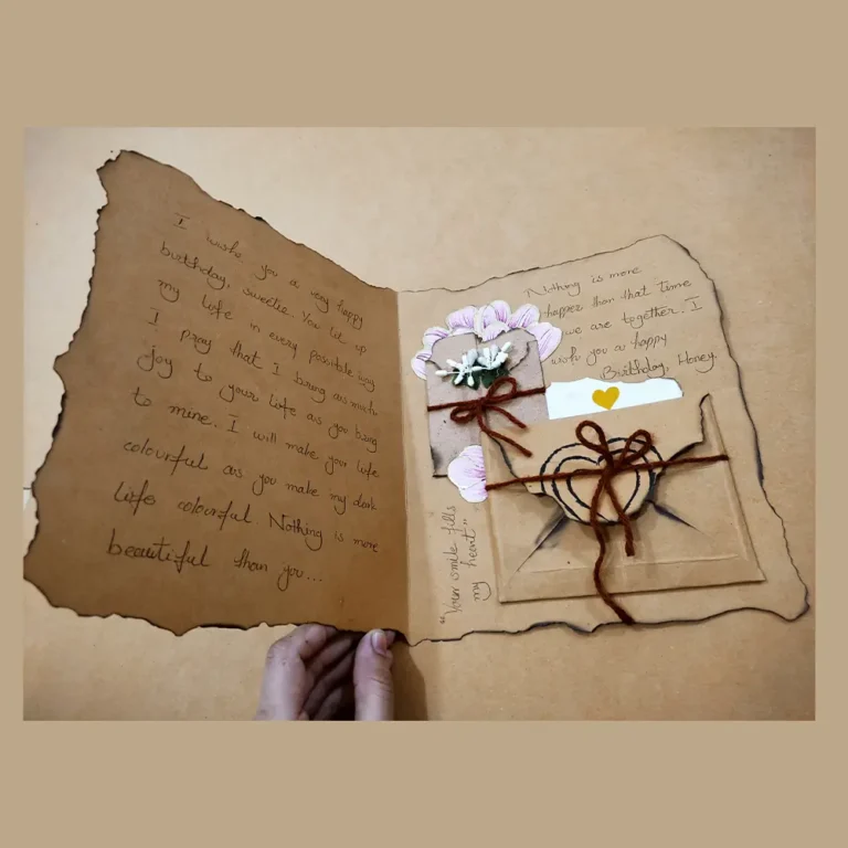 A personalized vintage love letter written on aged parchment paper with a classic tied rope.